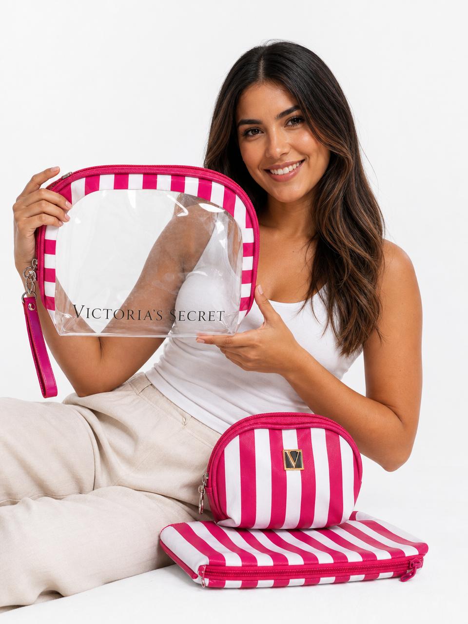 Set victoria`s secret x 3 piezas a rayas