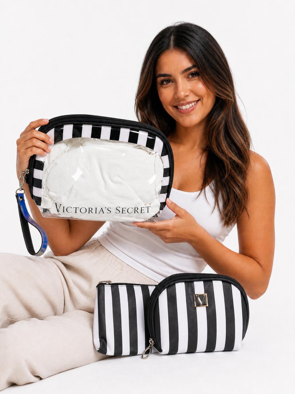 Set victoria`s secret x 3 piezas a rayas
